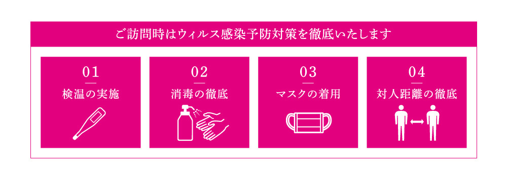 ご訪問時はウィルス感染予防対策を徹底いたします