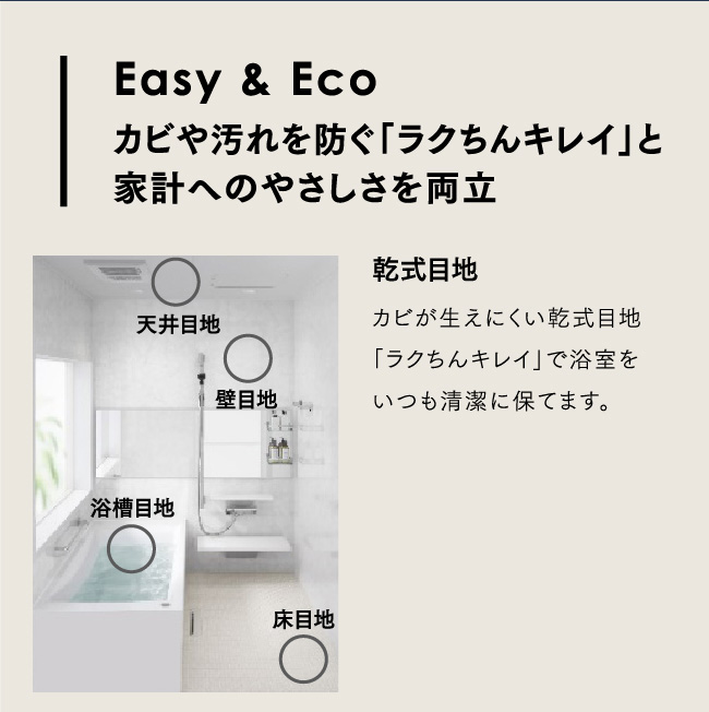 Easy & Eco　カビや汚れを防ぐ「ラクちんキレイ」と家計へのやさしさを両立　乾式目地