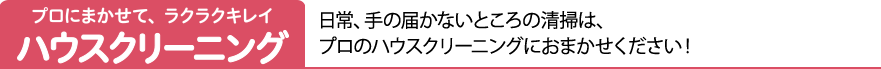 プロにまかせて、ラクラクキレイ ハウスクリーニング