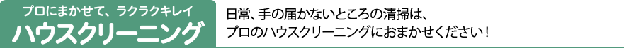 プロにまかせて、ラクラクキレイ ハウスクリーニング